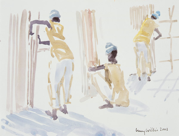 The Bamboo Fence, Senegal, 2003 (w/c on paper)  von Lucy Willis