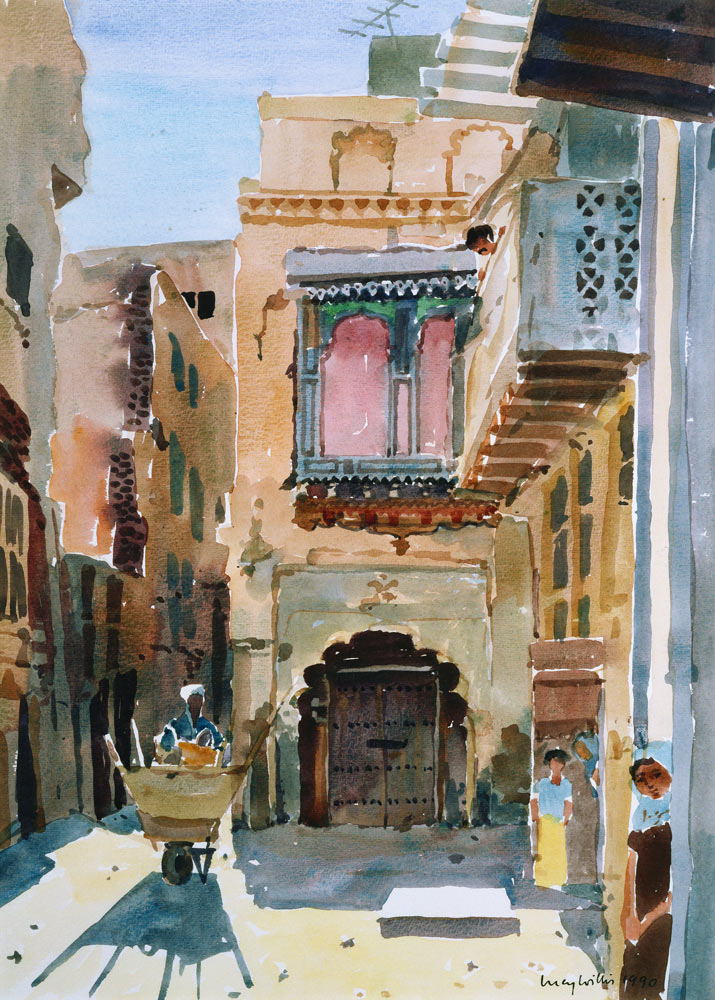 The Rubbish Collector, 1990 (w/c on paper)  von Lucy Willis