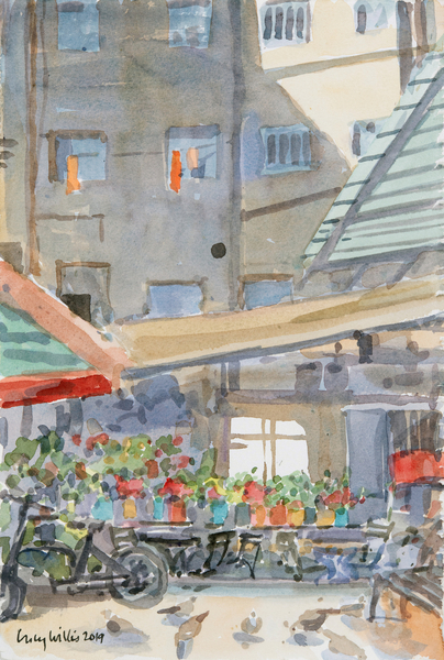 Orange Dusters Drying, Mahane Yehuda, Jerusalem von Lucy Willis