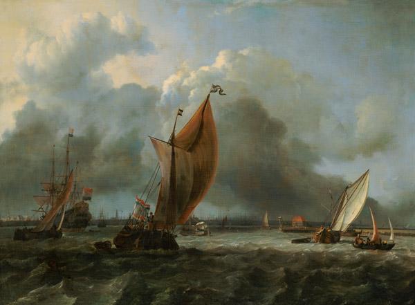 Segelschiffe auf dem Fluss Ij bei Amsterdam.