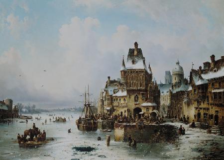 Winterliche Stadt, wahrscheinlich Danzig