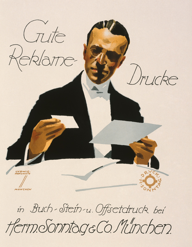 Gute Reklame-Drucke (…) bei Herm. Sonntag & Co. München von Ludwig Hohlwein