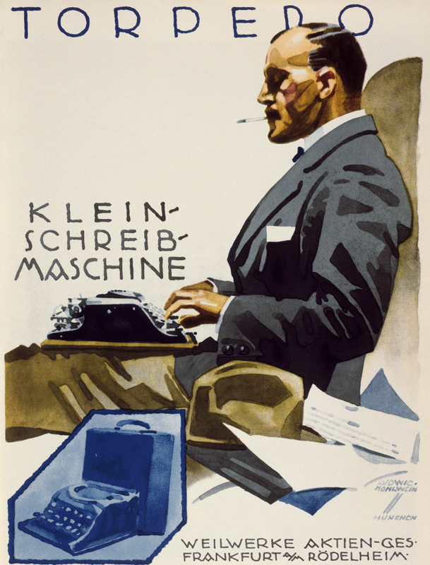 Torpedo Kleinschreibmaschine von Ludwig Hohlwein