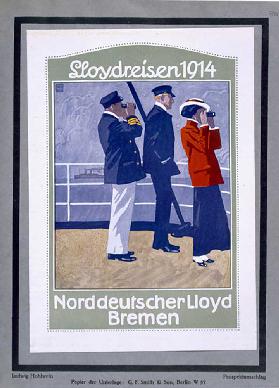 Plakat mit Kreuzfahrtschiffdeck, 1914