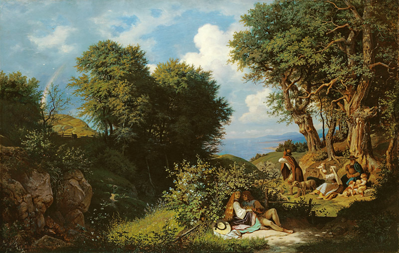 Junilandschaft mit dem Regenbogen von Ludwig Richter