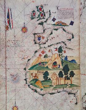 Fol.5v Map of Great Britain, Europe and North West Africa, from Portugaliae Monumenta (vellum) Carto