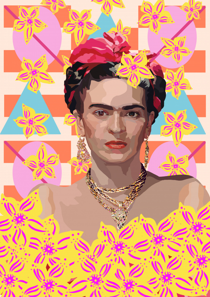 Frida with flowers von Lynnda Rakos