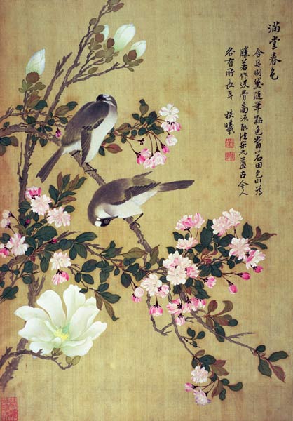 Crabapple, Magnolia and Baitou Birds von Ma  Yuanyu