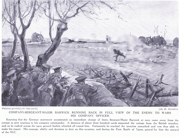 Company Sergeant Major Barwick won the MC for running back in full view of the enemy at Ypres 1914 von Margaret Dovaston