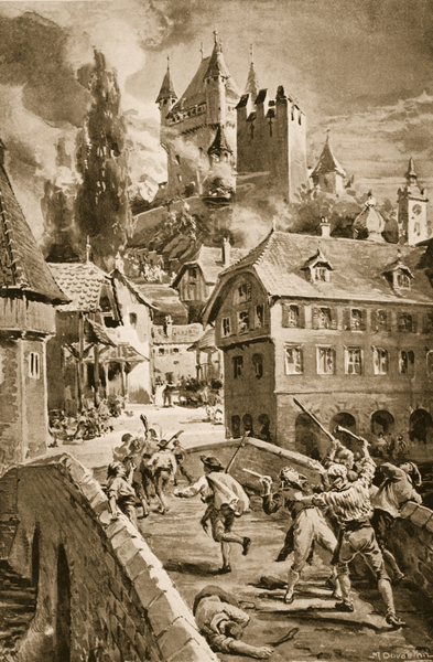 The Burning of the Castle of Wadenschwyl, 1804 von Margaret Dovaston