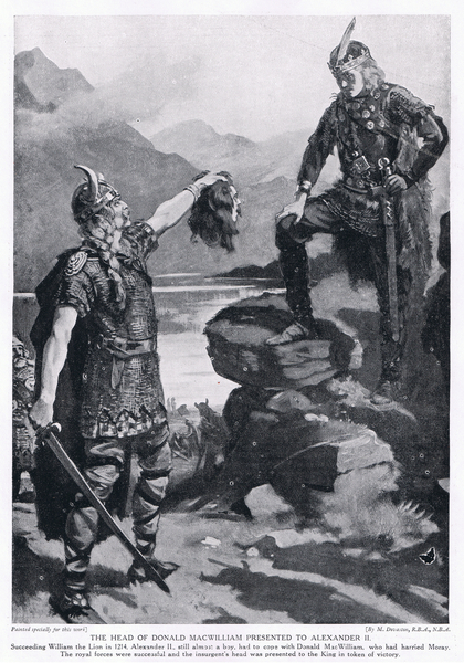 The head of Donald MacWilliam presented to Alexander II AD1214s von Margaret Dovaston