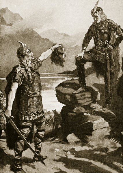 The head of Donald Macwilliam presented to Alexander II, illustration from Hutchinsons Story of the  von Margaret Dovaston