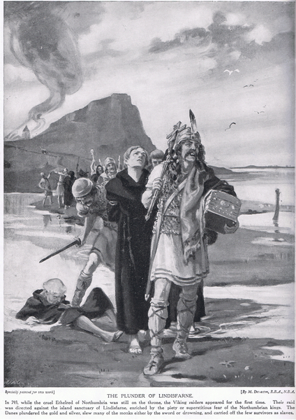 The plunder of Lindisfarne AD793s von Margaret Dovaston