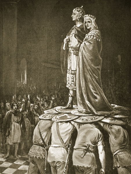 The Coronation of Marcianus, illustration from Hutchinsons History of the Nations, 1915 von Margaret Dovaston