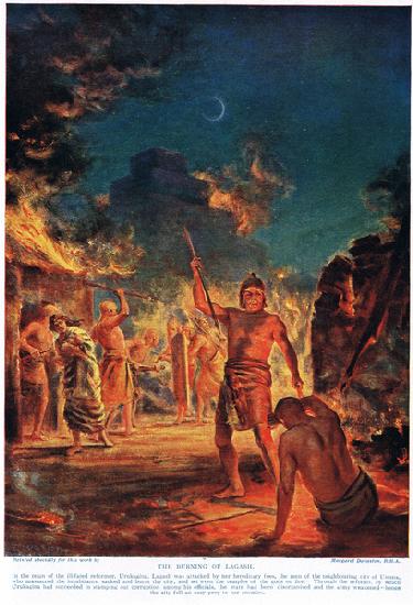 The Burning of Lagash, illustration from Hutchinsons History of the Nations