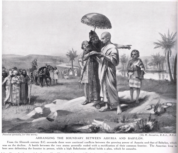 Arranging the Boundary between Assyria and Babylon, illustration from Hutchinsons History of the Nat von Margaret Dovaston