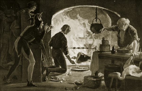 Lambert Simnel in the Kitchen, illustration from Hutchinsons Story of the British Nation, c.1923 von Margaret Dovaston