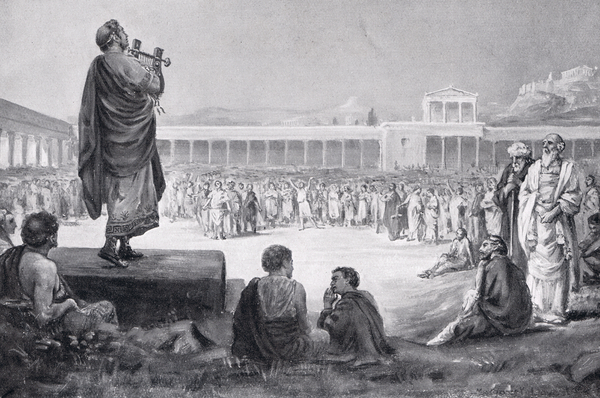 Neros Tour in Greece in 66 AD, illustration from Hutchinsons History of the Nations von Margaret Dovaston