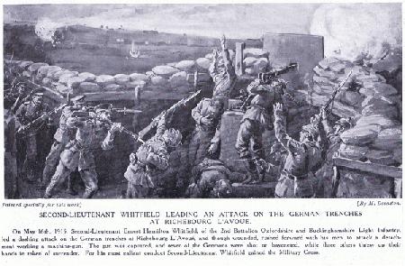 Second lieutenant Whitfield won a Military Cross for leading an attack on the German trenches at Ric