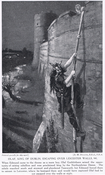 Olaf king of Dublin, escaping over Leicester walls AD941s von Margaret Dovaston