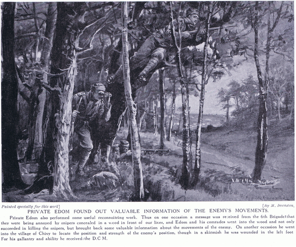Private Edom awarded DCM for finding valuable information of the enemys movements November 1914 von Margaret Dovaston