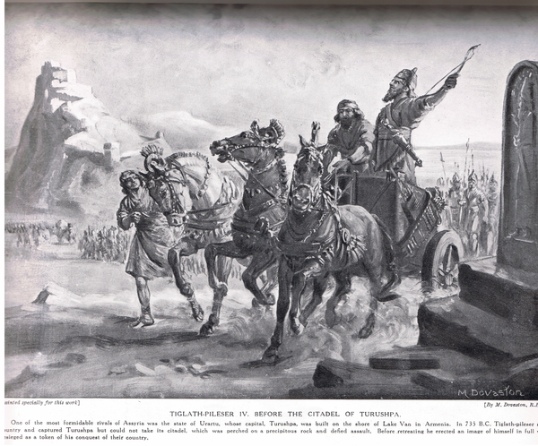 Tiglath-Pileser IV before the Citadel of Turushpa, illustration from Hutchinsons History of the Nati von Margaret Dovaston