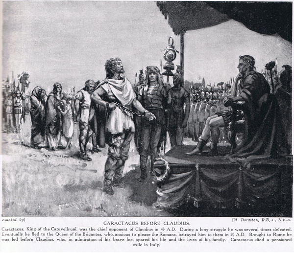 Caractacus before Claudius, illustration from Hutchinsons History of the Nations von Margaret Dovaston