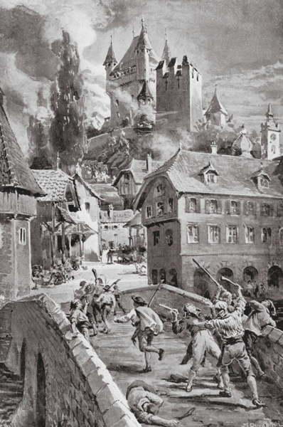 The Burning of the Castle of Wadenschwyl in 1804 von Margaret Dovaston