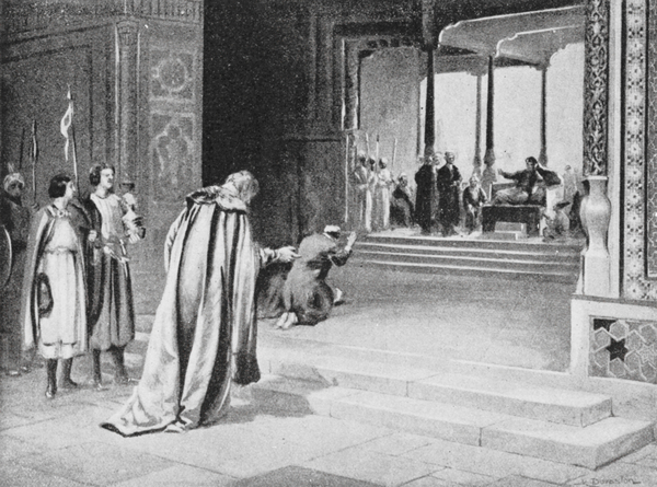 Geoffrey de Langley with Bar Sauma before Arghun Khan, 1288 von Margaret Dovaston