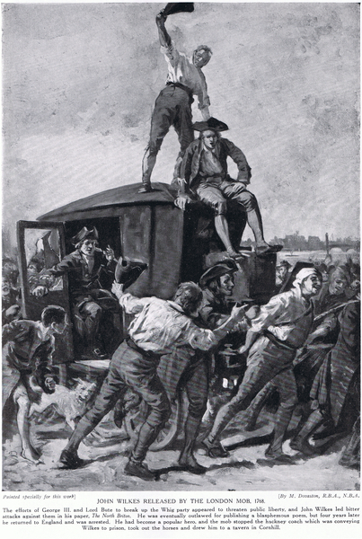 John Wilkes released by the London mob, 1768, illustration from Hutchinsons Story of the British Nat von Margaret Dovaston