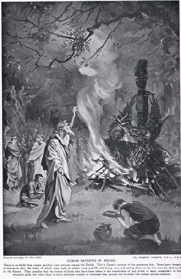 Human Sacrifice by Druids, illustration from Hutchinsons History of the Nations