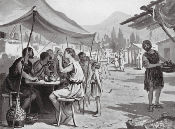 Spartans eating at Public Tables von Margaret Dovaston