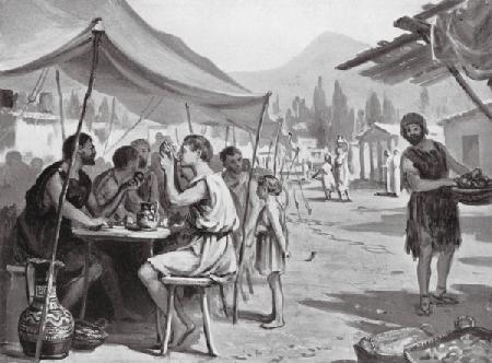 Spartans eating at Public Tables