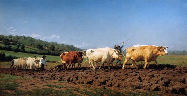 Pflügen mit Ochsen im Nivernais. von Maria-Rosa Bonheur