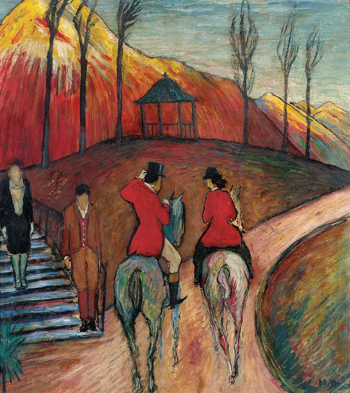 Landschaft mit Reiter und Reiterin. von Marianne von Werefkin