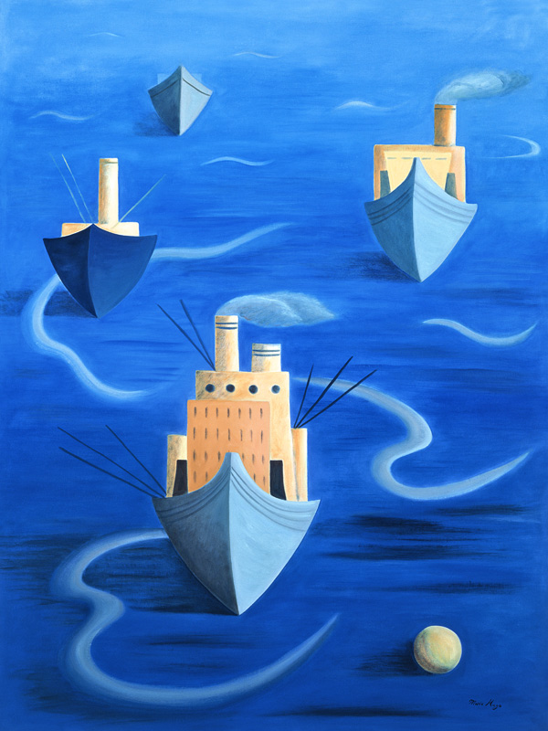 Boats in Harbour, 1994 (oil on canvas)  von Marie  Hugo