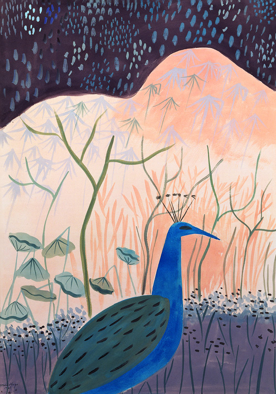 Paon Or et Argent, 1985 (gouache on paper)  von Marie  Hugo