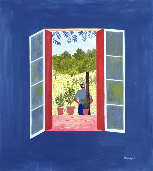 Zaid Through the Window, 1986 (acrylic & oil on board)  von Marie  Hugo