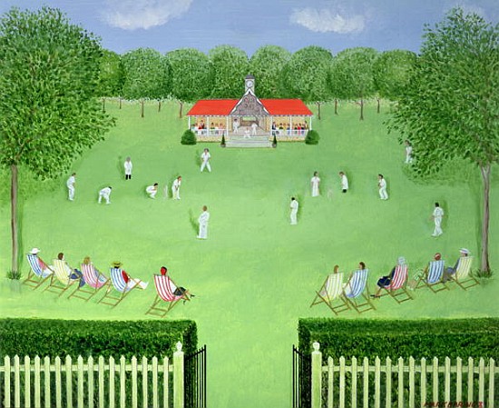 The Cricket Match, 1981 (oil on board)  von Mark  Baring