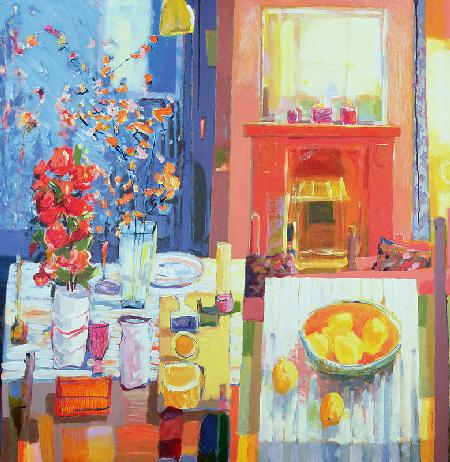 Two Tables, 2001 (acrylic on canvas)  2001