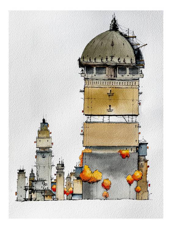 Stadt mit Turm von Martin Lachmair