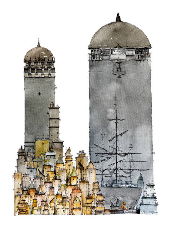 Stadt mit zwei Türmen von Martin Lachmair