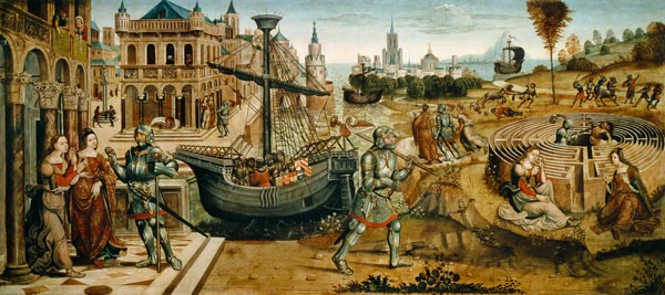 Theseus and the Minotaur, from the Story of Theseus von Master of the Campana Cassoni