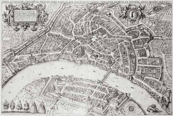 Basel,Plan der Stadt von Matthäus Merian der Ältere