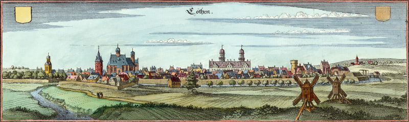 Köthen, Stadtansicht von Matthäus Merian der Ältere