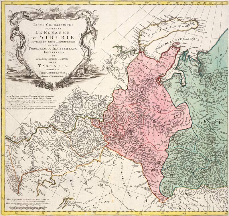 Landkarte Sibirien von Lotter um 1770 von Matthäus Albrecht Lotter
