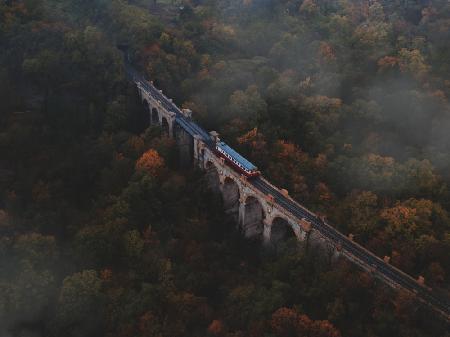 Train crossing a bridge