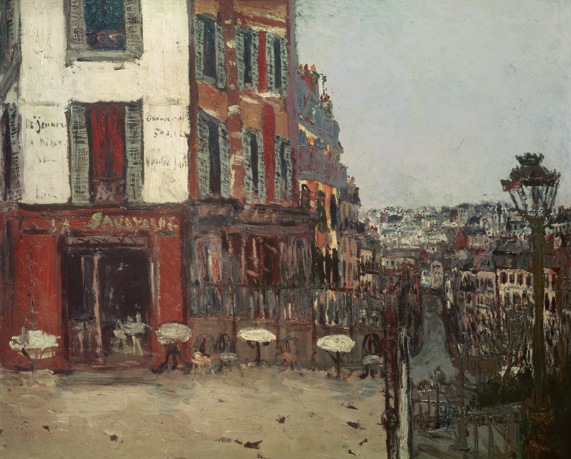 Terrasse an der Rue Muller von Maurice Utrillo