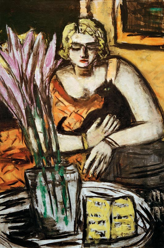 Frau mit Katze von Max Beckmann