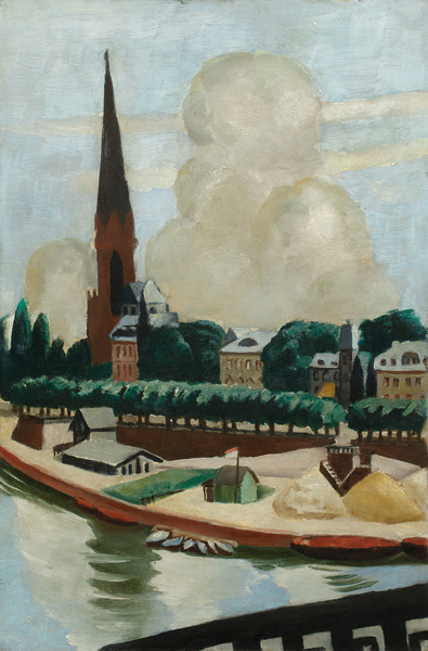 Mainufer und Kirche. 1925 von Max Beckmann